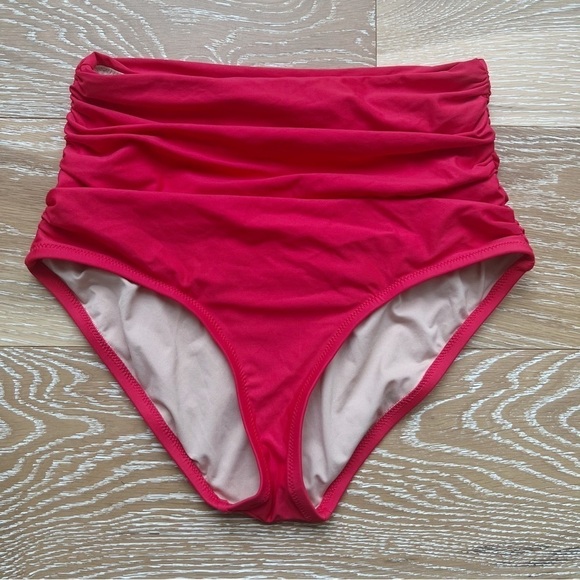 J Crew Ruched high-rise full-coverage bikini bottom in Red sz. XS - Picture 5 of 8